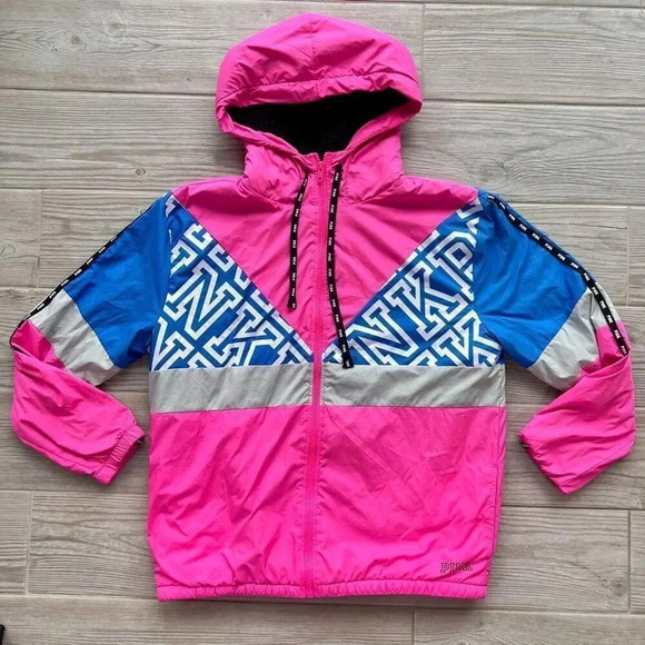 PINK Victoria's Secret Women's Multicolor‎ Colorblock Windbreaker Jacket Size XS - Picture 1 of 7